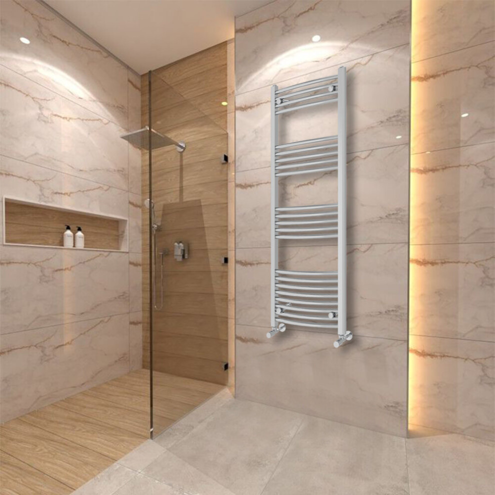 Warmehaus (1400X500mm) Curved Heated Towel Rail Central Heating For Bathroom Kitchen Radiator Ladder Chrome