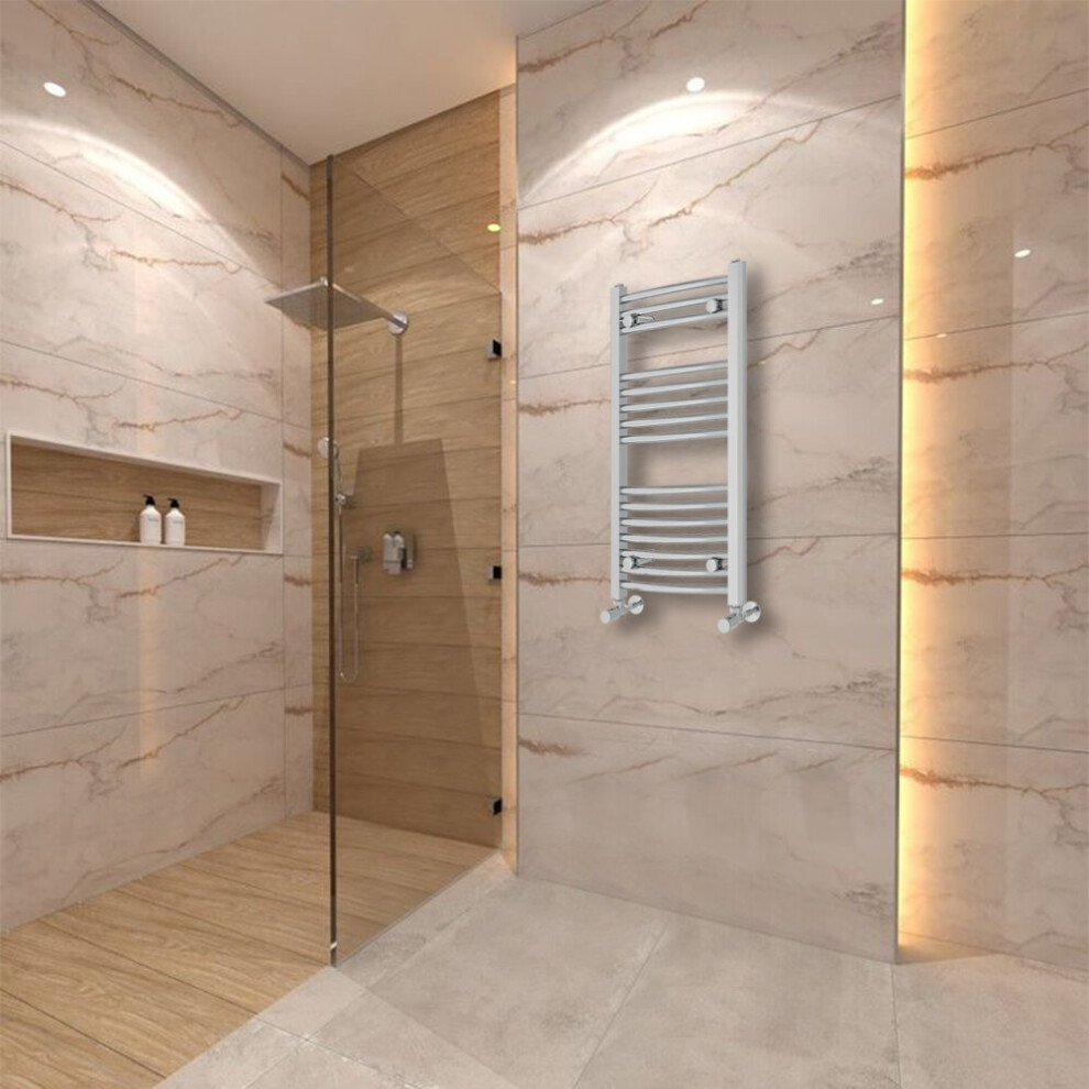 Warmehaus (800X400mm) Curved Heated Towel Rail Central Heating For Bathroom Kitchen Radiator Ladder Chrome