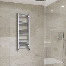 (1200x500mm) Warmehaus Curved Heated Towel Rail Central Heating for Bathroom Kitchen Radiator Ladder Chrome