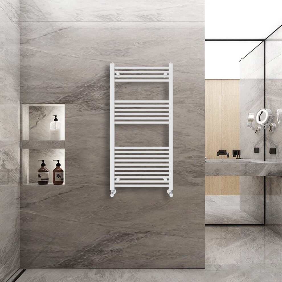 Warmehaus (1200X600mm) Straight Heated Towel Rail Central Heating For Bathroom Kitchen Radiator Ladder White
