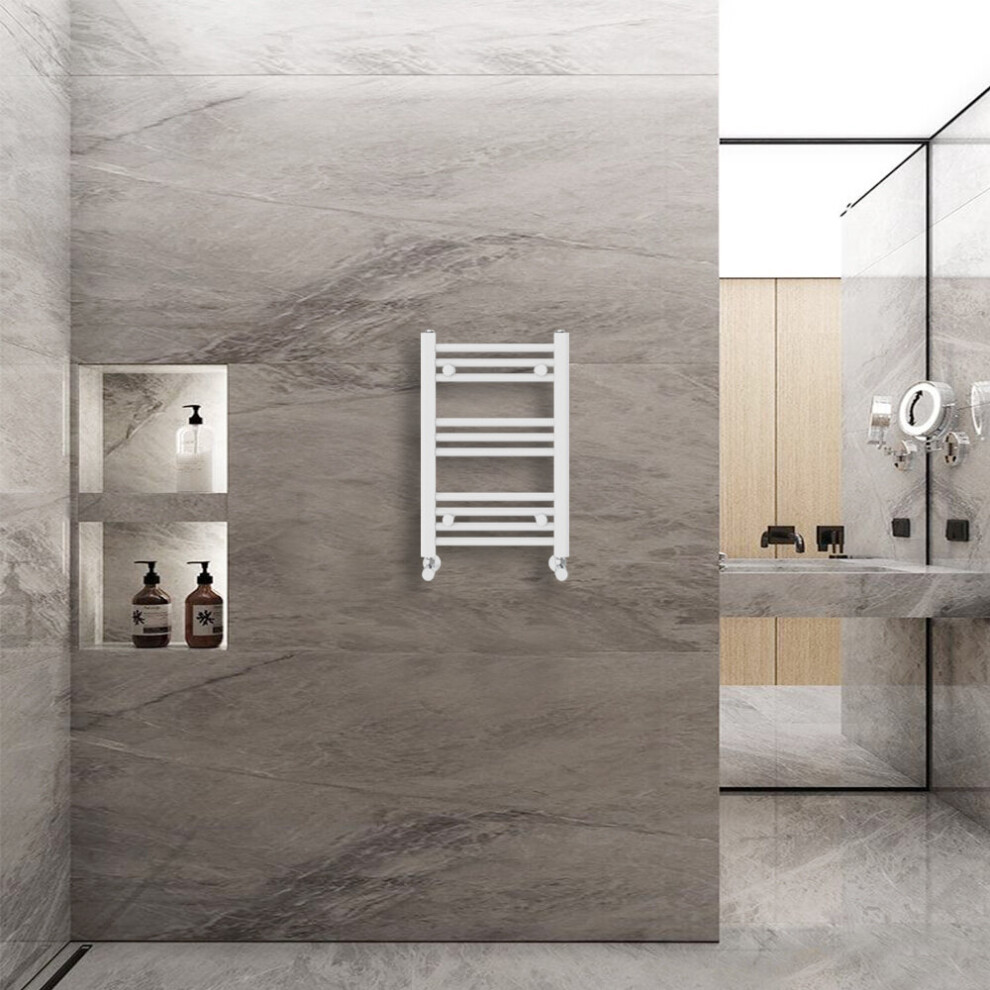 Warmehaus (600X400mm) Straight Heated Towel Rail Central Heating For Bathroom Kitchen Radiator Ladder White