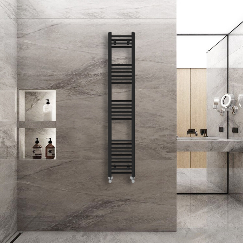 Warmehaus (1600X300mm) Straight Heated Towel Rail Central Heating For Bathroom Kitchen Radiator Ladder Black