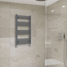 (1000x600mm) Warmehaus Curved Heated Towel Rail Central Heating for Bathroom Kitchen Radiator Ladder Anthracite Grey