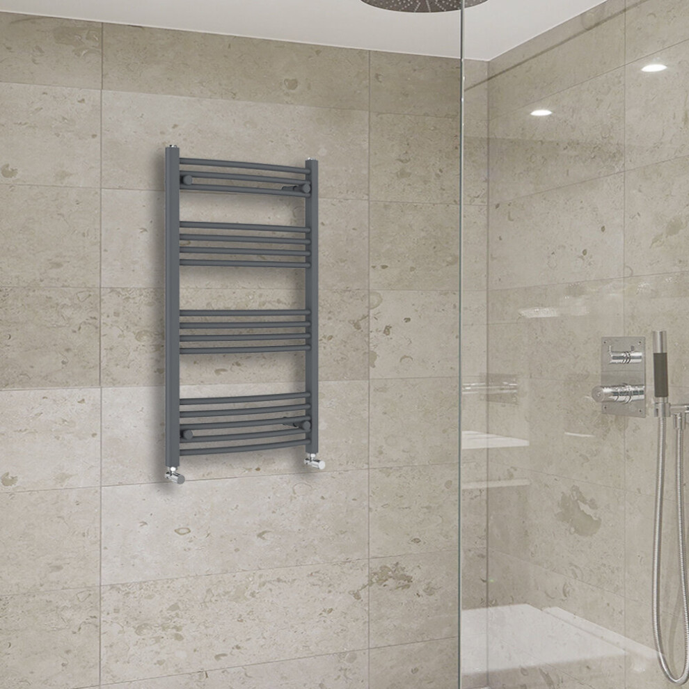 Warmehaus (1000X600mm) Curved Heated Towel Rail Central Heating For Bathroom Kitchen Radiator Ladder Anthracite/Grey