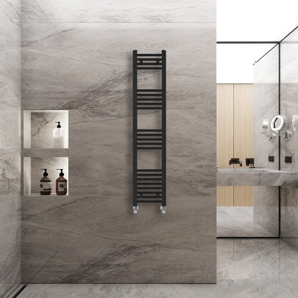Warmehaus (1400X300mm) Straight Heated Towel Rail Central Heating For Bathroom Kitchen Radiator Ladder Black