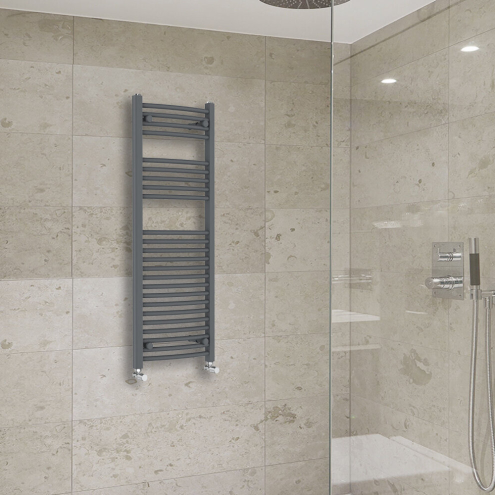 Warmehaus (1200X450mm) Curved Heated Towel Rail Central Heating For Bathroom Kitchen Radiator Ladder Anthracite/Grey