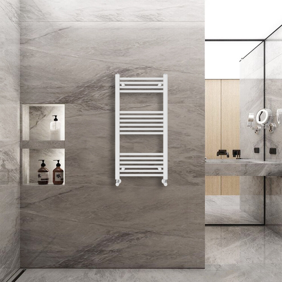 Warmehaus (1000X500mm) Straight Heated Towel Rail Central Heating For Bathroom Kitchen Radiator Ladder White