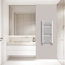 (970x450mm) Warmehaus Straight Heated Towel Rail Central Heating for Bathroom Kitchen Radiator Ladder White