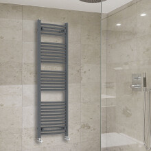 (1500x500mm) Warmehaus Curved Heated Towel Rail Central Heating for Bathroom Kitchen Radiator Ladder Anthracite Grey