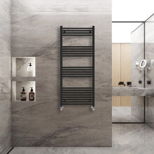 (1400x600mm) Warmehaus Straight Heated Towel Rail Central Heating for Bathroom Kitchen Radiator Ladder Black