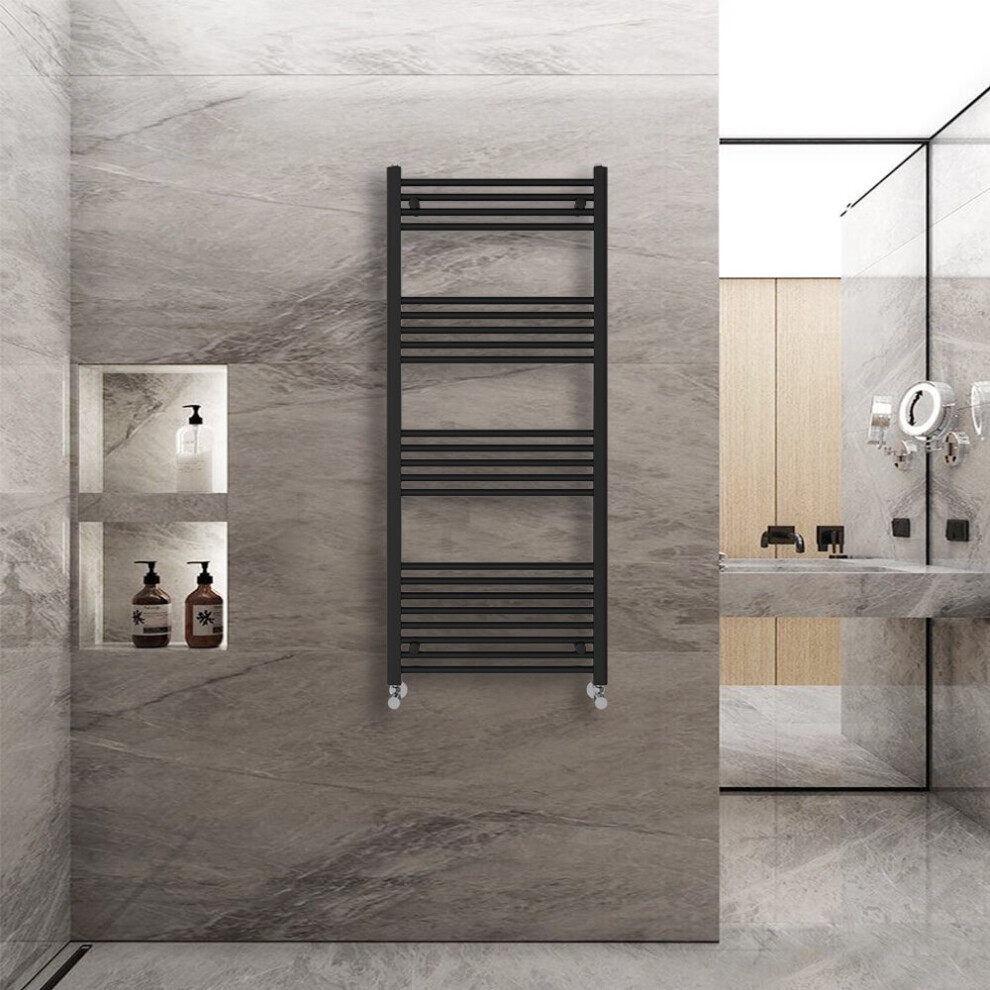 Warmehaus (1400X600mm) Straight Heated Towel Rail Central Heating For Bathroom Kitchen Radiator Ladder Black