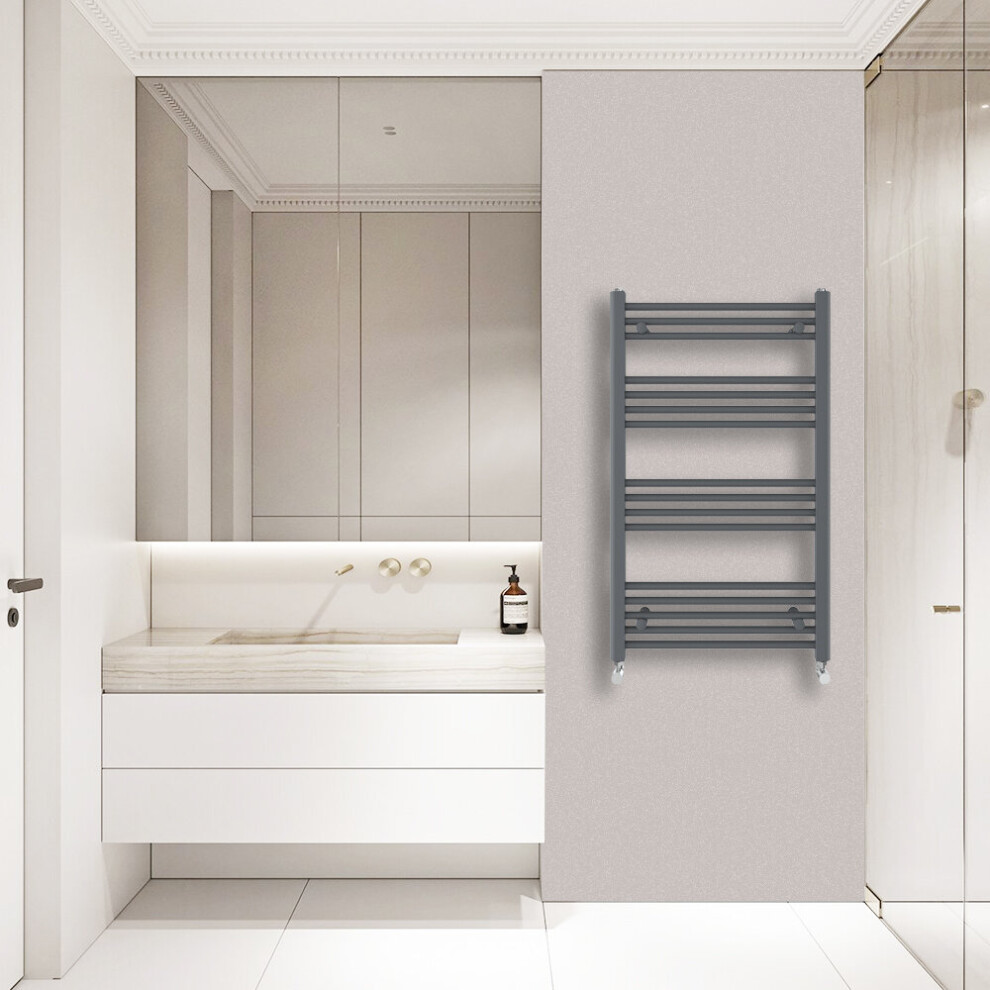 Warmehaus (1000X600mm) Straight Heated Towel Rail Central Heating For Bathroom Kitchen Radiator Ladder Anthracite/Grey