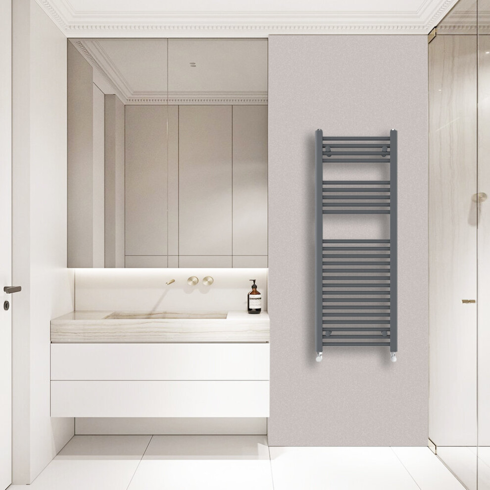 Warmehaus (1200X450mm) Straight Heated Towel Rail Central Heating For Bathroom Kitchen Radiator Ladder Anthracite/Grey