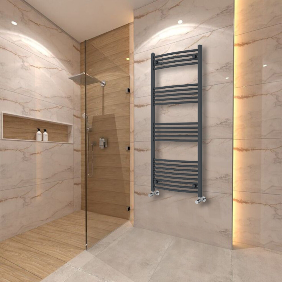 Warmehaus (1400X600mm) Curved Heated Towel Rail Central Heating For Bathroom Kitchen Radiator Ladder Anthracite/Grey