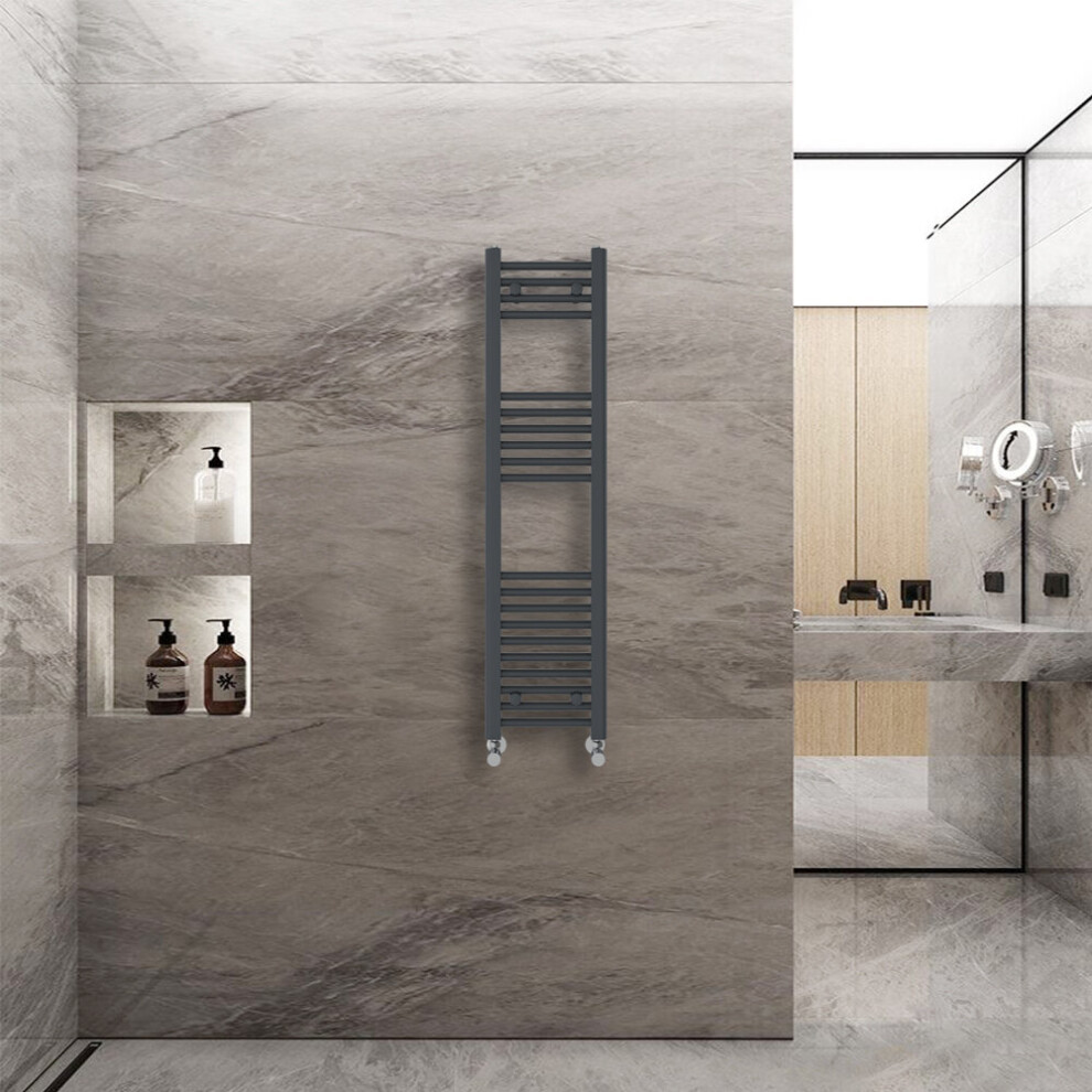 Warmehaus (1200X300mm) Straight Heated Towel Rail Central Heating For Bathroom Kitchen Radiator Ladder Anthracite/Grey