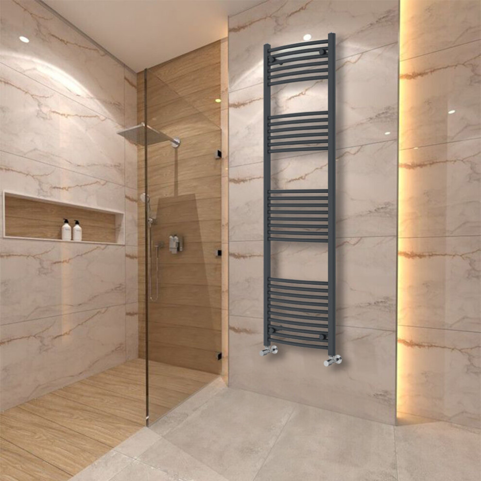 Warmehaus (1800X500mm) Curved Heated Towel Rail Central Heating For Bathroom Kitchen Radiator Ladder Anthracite Grey