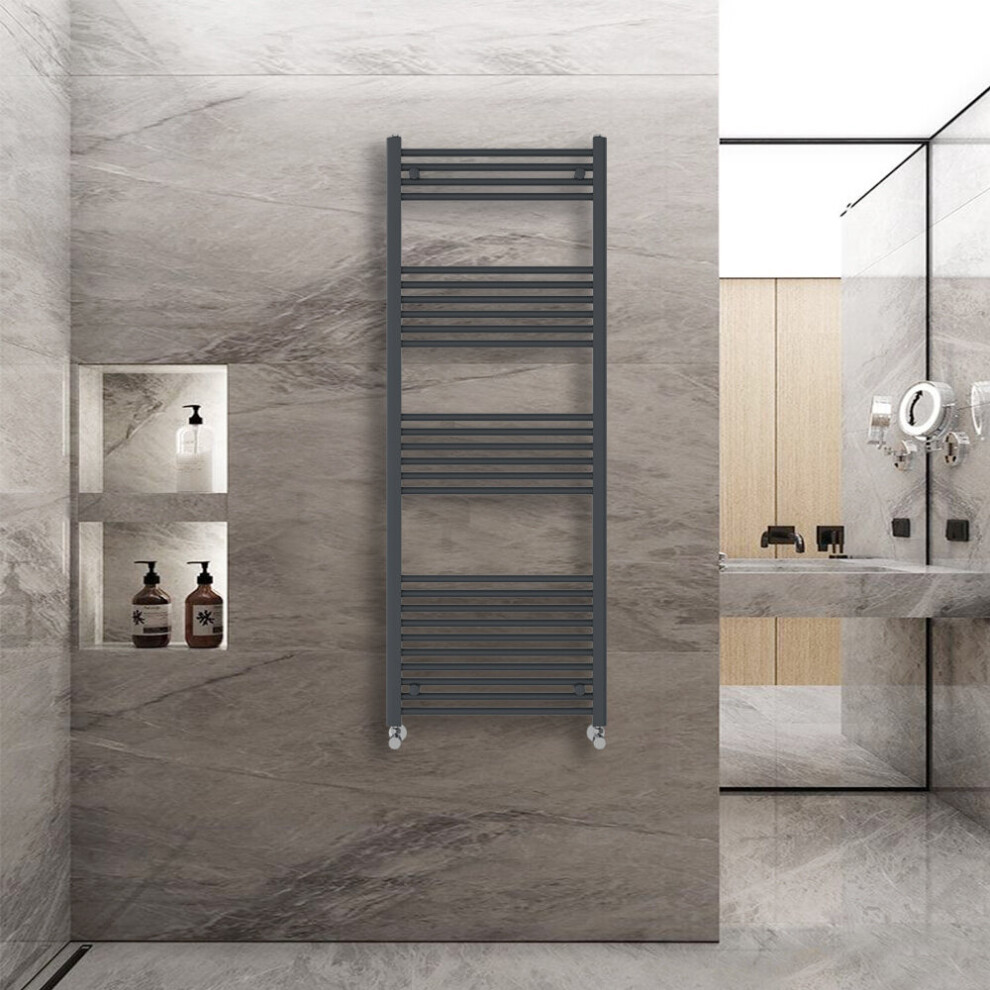 (1600x600mm) Warmehaus Straight Heated Towel Rail Central Heating for Bathroom Kitchen Radiator Ladder Anthracite Grey