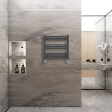 (600x600mm) Warmehaus Straight Heated Towel Rail Central Heating for Bathroom Kitchen Radiator Ladder Anthracite Grey