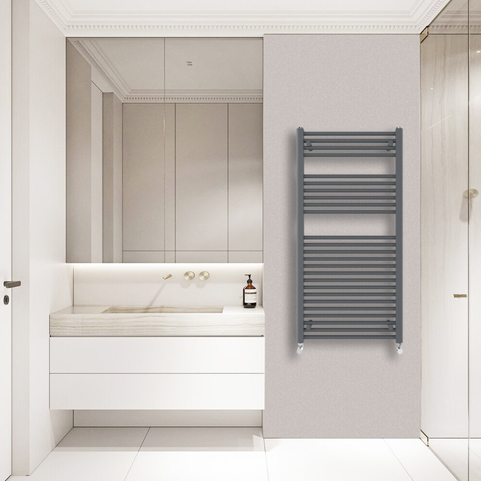Warmehaus (1200X600mm) Straight Heated Towel Rail Central Heating For Bathroom Kitchen Radiator Ladder Anthracite/Grey
