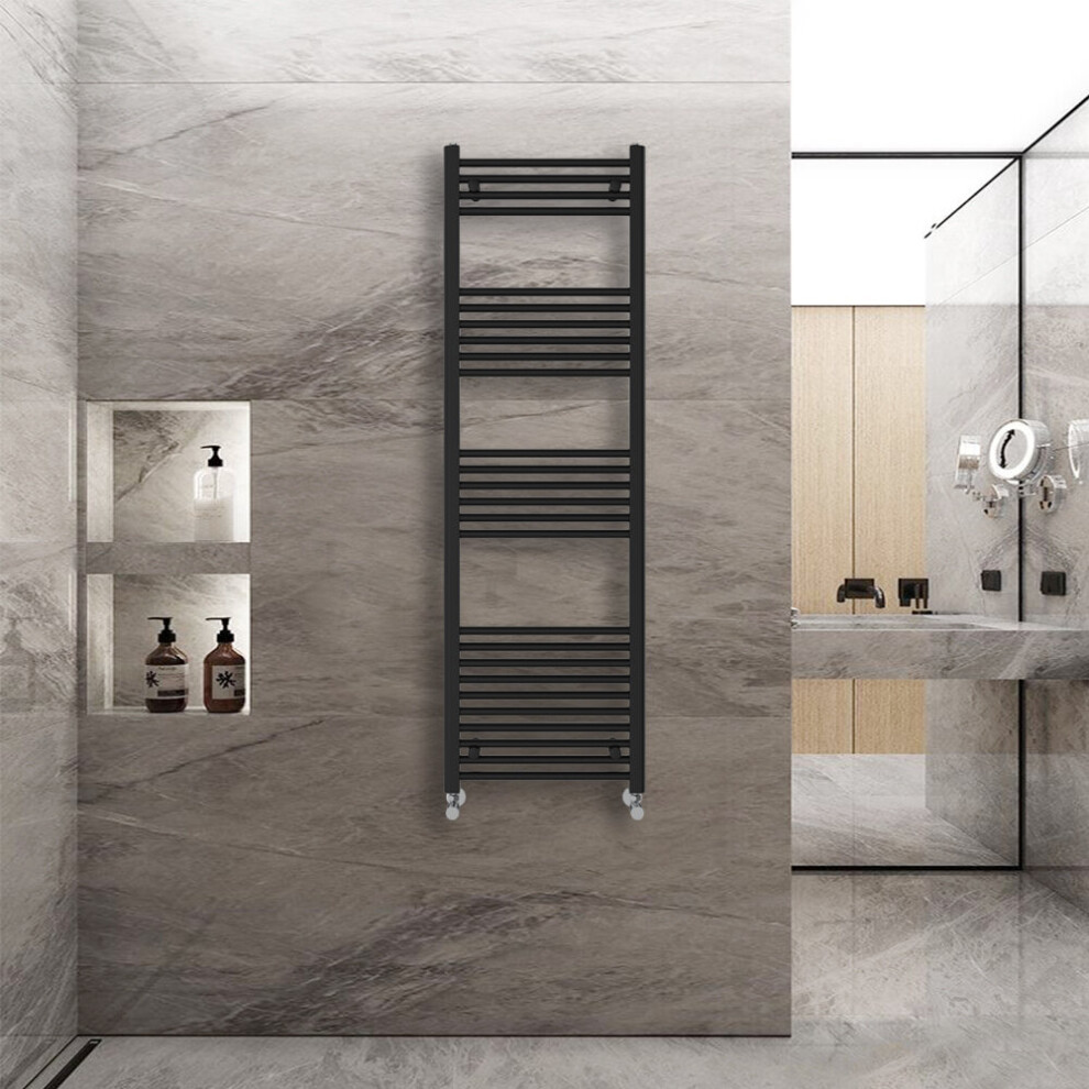 Warmehaus (1600X500mm) Straight Heated Towel Rail Central Heating For Bathroom Kitchen Radiator Ladder Black