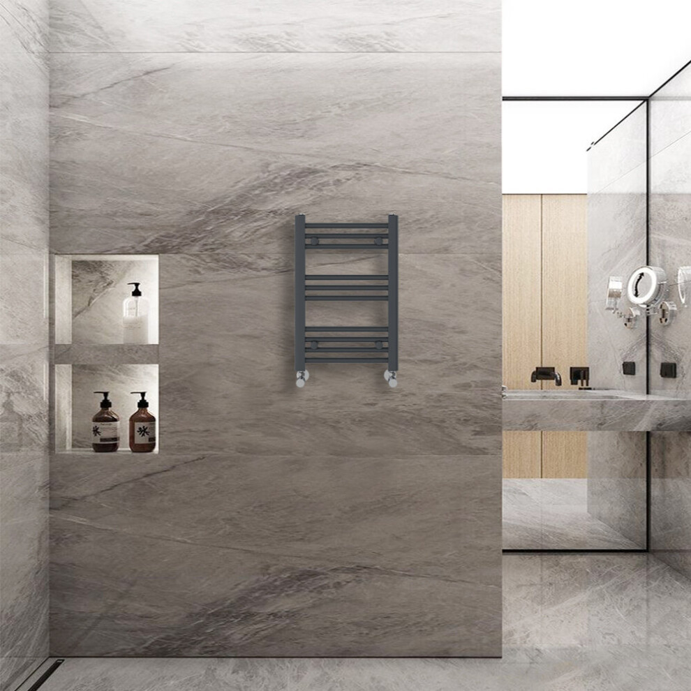Warmehaus (600X400mm) Straight Heated Towel Rail Central Heating For Bathroom Kitchen Radiator Ladder Anthracite/Grey