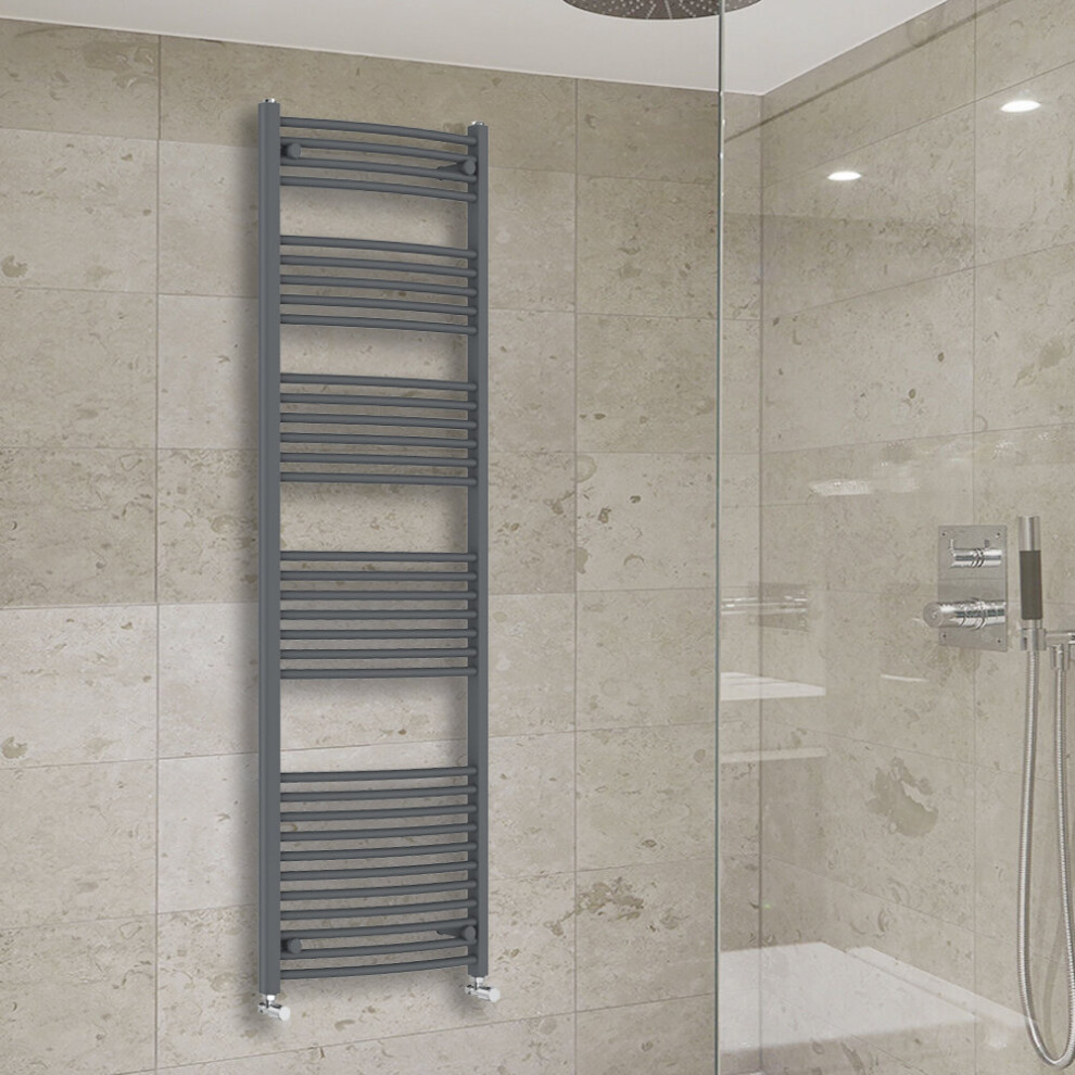 Warmehaus (1800X600mm) Curved Heated Towel Rail Central Heating For Bathroom Kitchen Radiator Ladder Anthracite/Grey