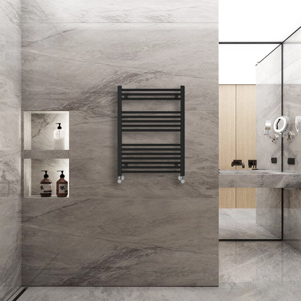 Warmehaus (800X600mm) Straight Heated Towel Rail Central Heating For Bathroom Kitchen Radiator Ladder Black