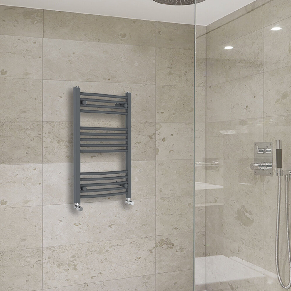 Warmehaus (800X500mm) Curved Heated Towel Rail Central Heating For Bathroom Kitchen Radiator Ladder Anthracite/Grey