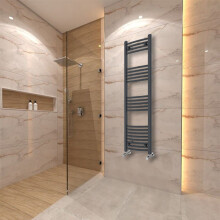 (1400x400mm) Warmehaus Curved Heated Towel Rail Central Heating for Bathroom Kitchen Radiator Ladder Anthracite Grey