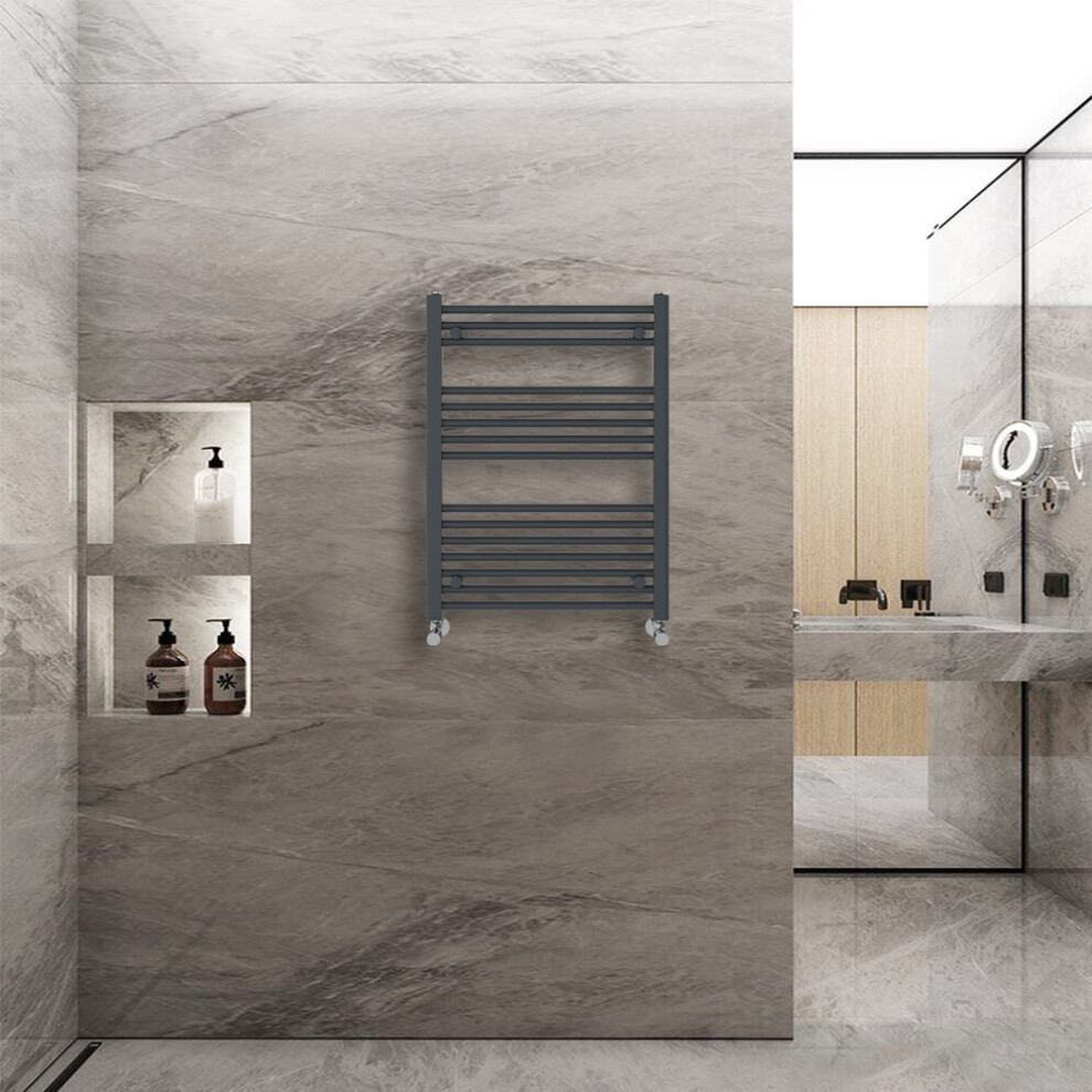 Warmehaus (800X600mm) Straight Heated Towel Rail Central Heating For Bathroom Kitchen Radiator Ladder Anthracite/Grey