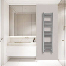 (1600x395mm) Warmehaus Straight Heated Towel Rail Central Heating for Bathroom Kitchen Radiator Ladder Chrome