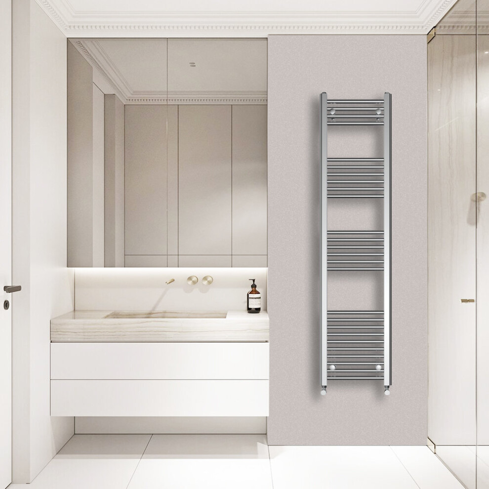 (1600x395mm) Warmehaus Straight Heated Towel Rail Central Heating for Bathroom Kitchen Radiator Ladder Chrome
