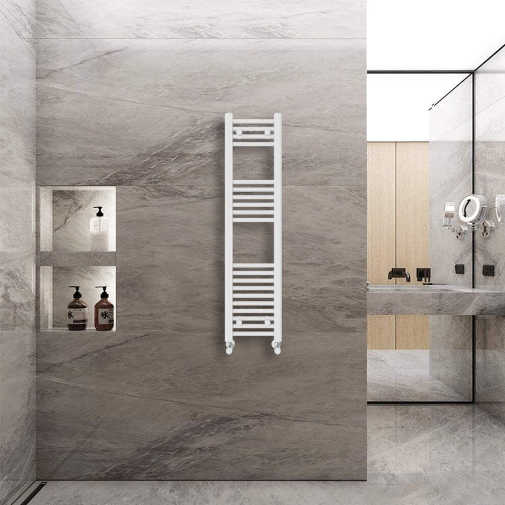 Warmehaus (1200X300mm) Straight Heated Towel Rail Central Heating For Bathroom Kitchen Radiator Ladder White