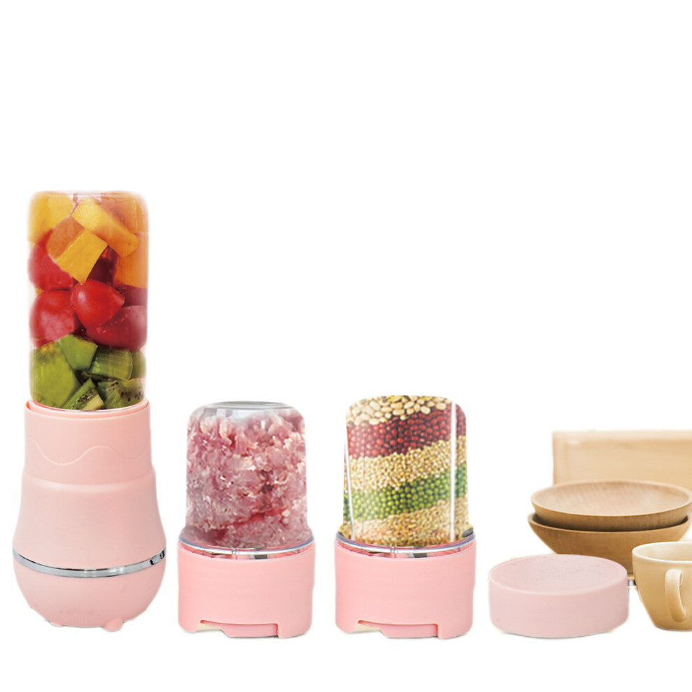 Baby Food Blender, 300W Stainless Steel Baby Food Processor Set for Fruit, Vegatable, Meat,Equip with Grinding Cup and Mince Cup(Pink)