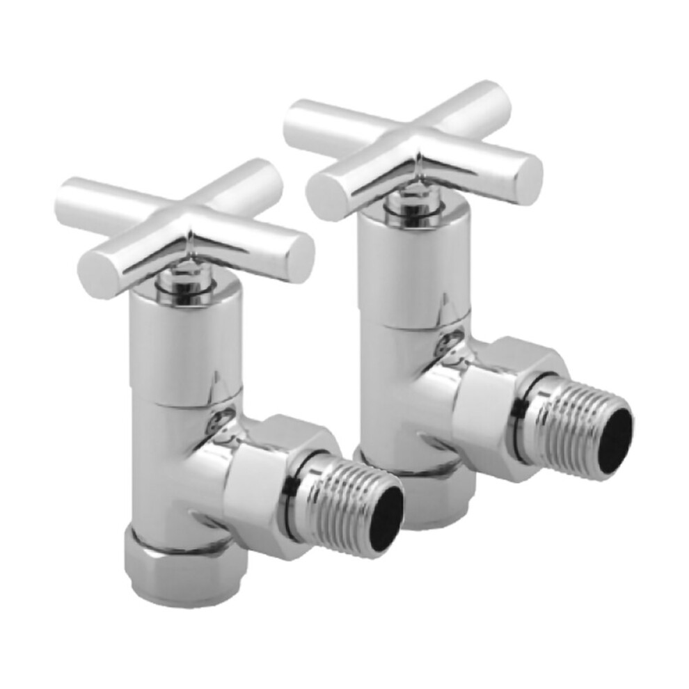 Cross Angled Round Pair Radiator Valves 15mm