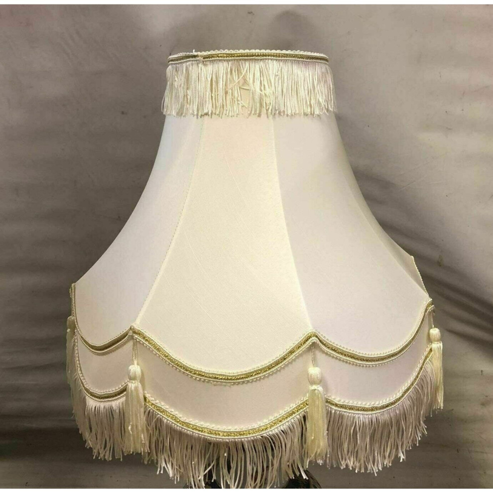Sales Today Interior 18" Double Scallop With Tassel Table Lampshade & Floor Lampshade Cream