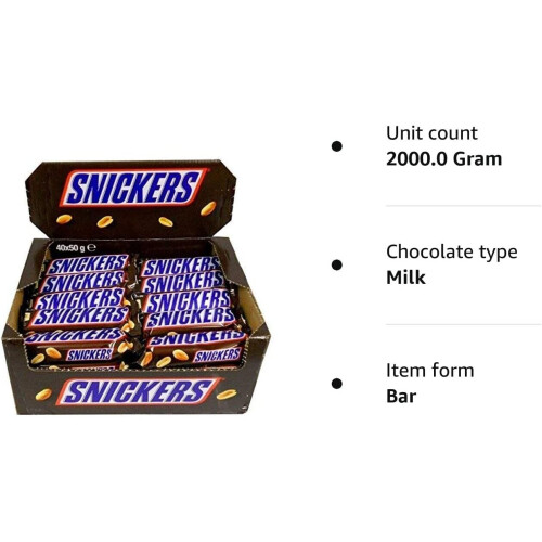 snickers Snickers 40x 50 Grams Chocolate Bars 1