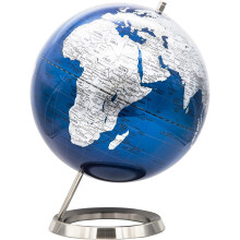 EXERZ 25 cm World Globe - Stainless Steel Ring Standing, Packaging in Premier Kraft Box, Perfect for Gifting - Metallic Blue