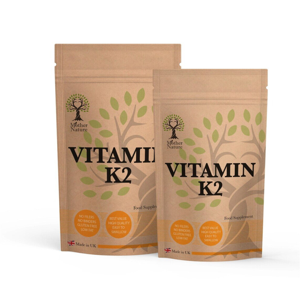 (90 Capsules) Vitamin K2 200 mcg UK Best Natural Powder Vegan Capsules K2 MK7 Double Strength