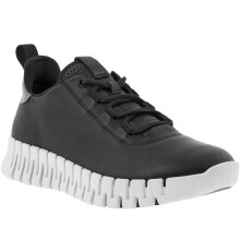 (7.5 (41EU) UK, Black/Light Grey) ECCO Womens Gruuv Leather Leisure Elastic Laces Trainers Sneakers Shoes