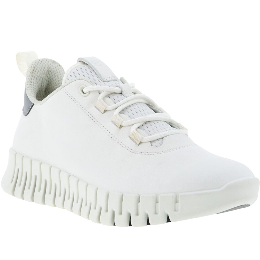 Ecco (7.5 (41Eu) Uk, White/Light ) Womens Gruuv Leather Leisure Elastic Laces Trainers Sneakers Shoes Grey