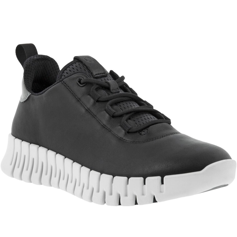 (4.5 (37EU) UK, Black/Light Grey) ECCO Womens Gruuv Leather Leisure Elastic Laces Trainers Sneakers Shoes