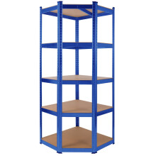 AREBOS Corner Shelving Heavy Duty Shelving 875 kg Easy to Assemble with Plug-In System 180x 70x70 cm 5 Shelves Made of MDF Up to 175kg per Shelf Blue