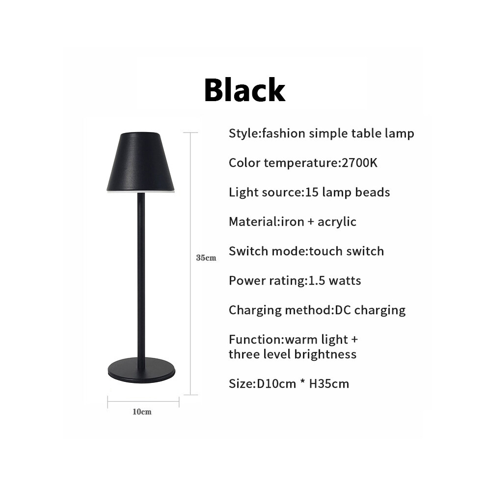 (black) Modern LED CordlessTable Lamp Rechargeable Battery Desk lamp