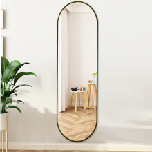 (50x160cm, Black) Modern Oval Metal Frame Full Length Wall Mirror