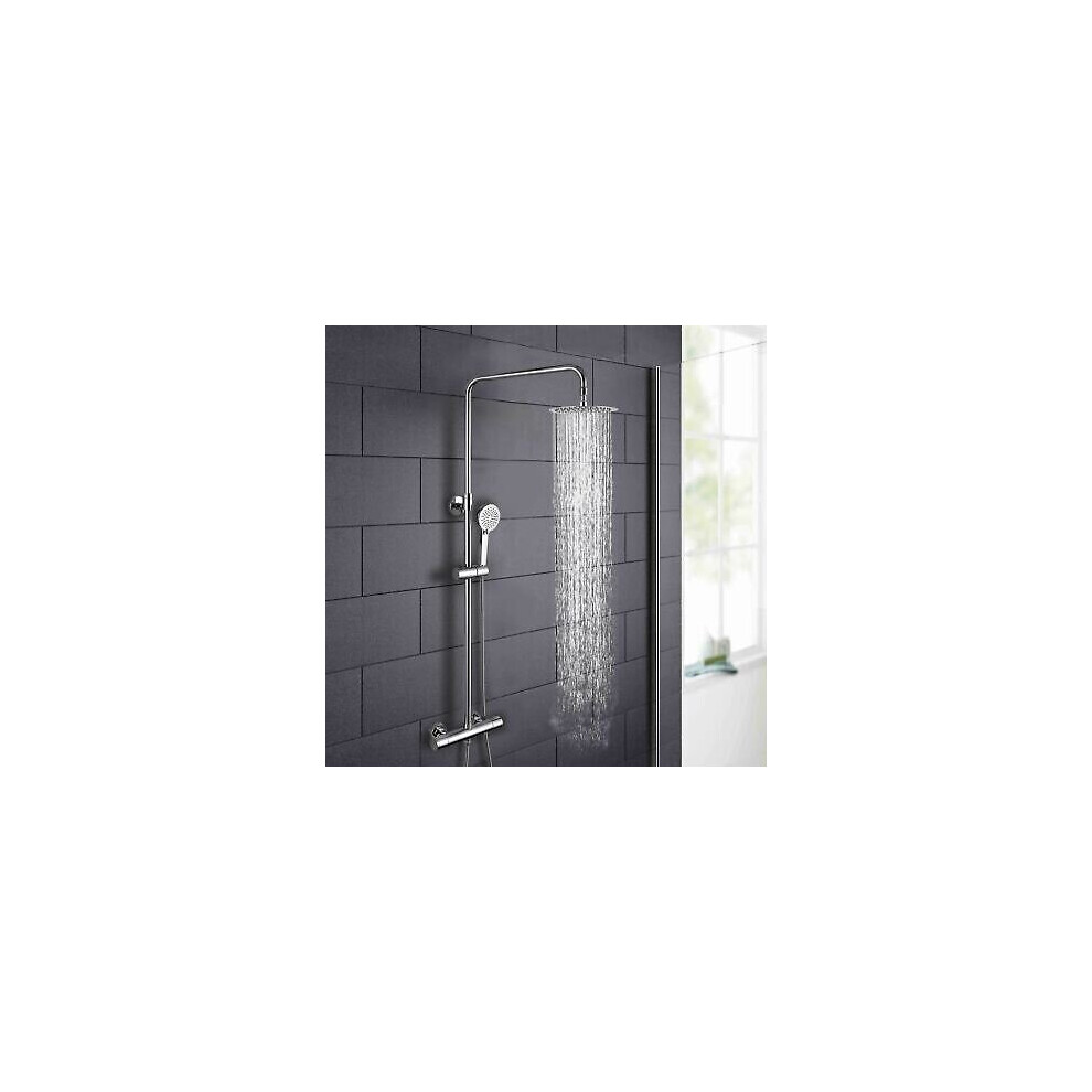 HELEN MODERN SLIM ROUND THERMOSTATIC DUAL CONTROL RISER SHOWER MIXER TWIN HEAD