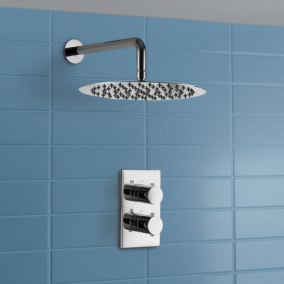 2 Dial 1 Way Thermostatic Mixer Valve with Rainfall Shower Head