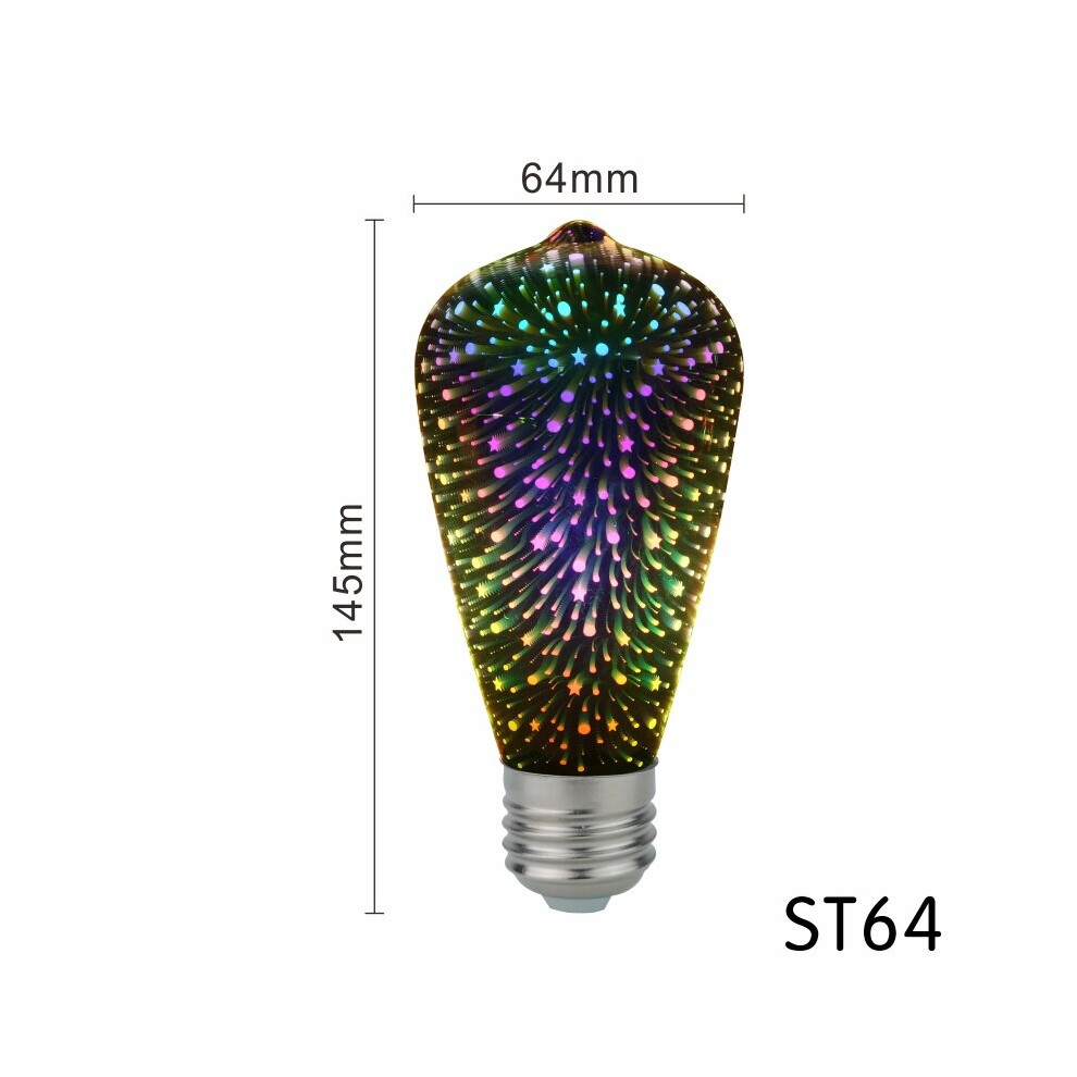 (ST64, 110V) 3D Led Bulb Star Firework Edison Night Light 110V 220V Decoration Lighting