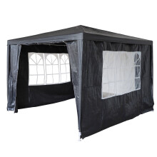 (Grey) BIRCHTREE 3x3m Garden PE Gazebo Party Wedding Camping Tent With 4 Walls Canopy