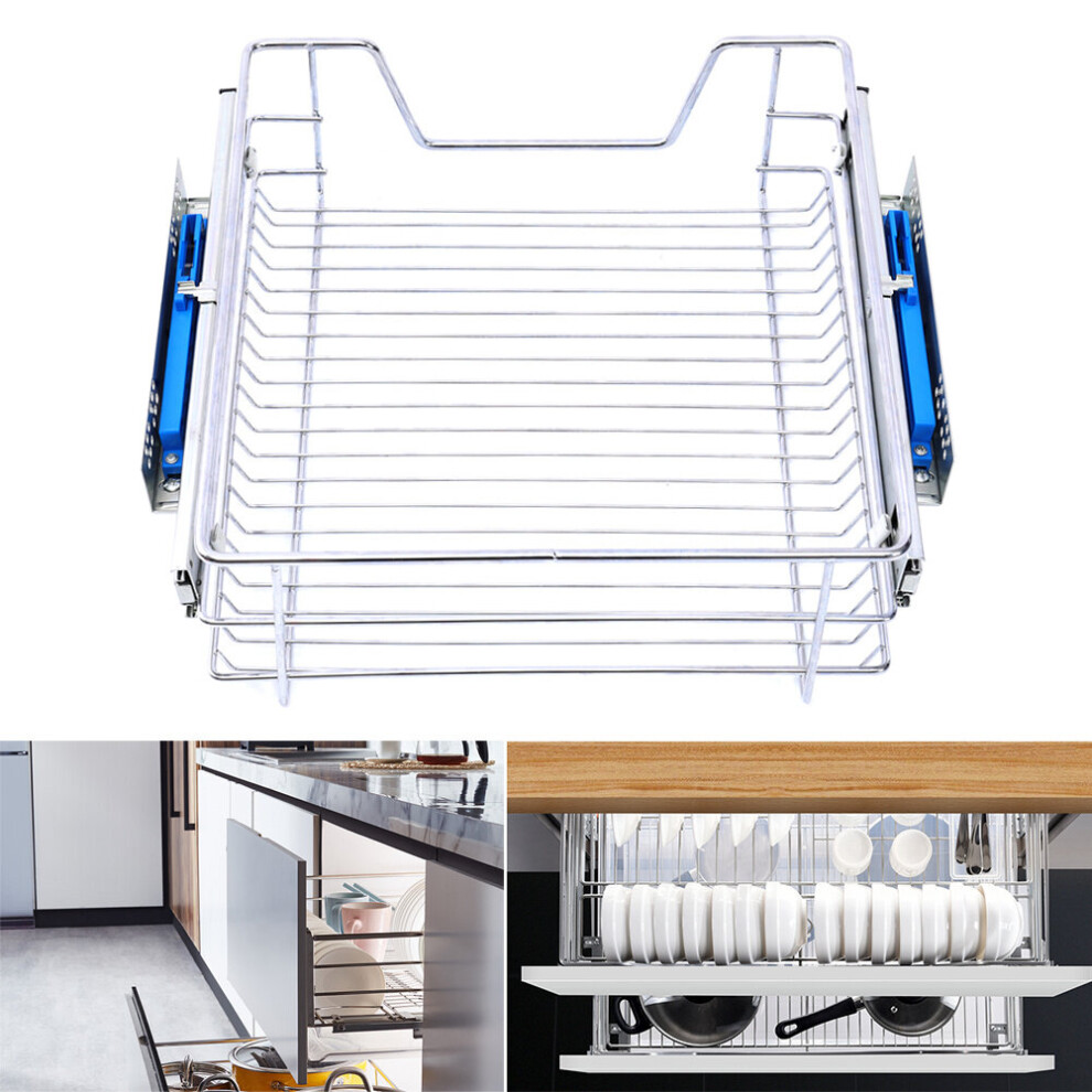 Metal Sliding Kitchen Cabinet Pull Out Wire Basket Cupboard Drawer Organizer W 300mm